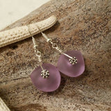 Handmade in Hawaii, purple sea glass earrings,   gift box.beach glass jewelry.sea glass earrings.sea glass jewelry.