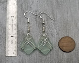 Hawaiian Jewelry Sea Glass Earrings, Wire Cross Earrings Seafoam Earrings Blue Earrings, Sea Glass Jewelry