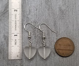 Handmade in Hawaii, Small "Twin Hearts" Crystal sea glass earrings,  Light Weight Earrings, "April Birthstone", Hawaii Gift Wrapped