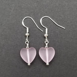 Handmade in Hawaii, Small "Twin Hearts" Pink sea glass earrings,  Light Weight Earrings, "October Birthstone", Hawaii Gift Wrapped