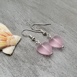 Handmade in Hawaii, Small "Twin Hearts" Pink sea glass earrings,  Light Weight Earrings, "October Birthstone", Hawaii Gift Wrapped