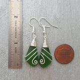Hawaiian Jewelry Sea Glass Earrings, Wire Emerald Earrings Green Earrings, Sea Glass Jewelry Beach Jewelry(May Birthstone Jewelry For Women)
