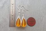 Hawaiian Jewelry Sea Glass Earrings, Braided Yellow Earrings Teardrop Earrings, Seaglass Jewelry Birthday Gift (November Birthstone Jewelry)