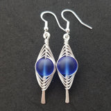 Hawaiian Jewelry Sea Glass Earrings, Double Braided Cobalt Blue Earrings, Ocean Beach Jewelry Birthday Gift (September Birthstone Jewelry)