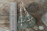 Hawaiian Jewelry Sea Glass Earrings, Twin Starfish Earrings Seafoam Earrings, Beach Jewelry For Women, Unique Earrings Sea Glass Jewelry