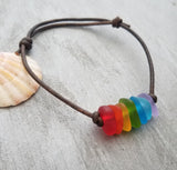 Hawaii is called "Rainbow State", bring home some Hawaii Rainbow with this sea glass bracelet, (Hawaii Gift Wrapped)