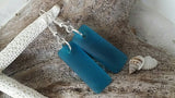 Hawaiian Jewelry Sea Glass Earrings, Rectangle Teal Earrings Minimalist Jewelry, Beach Jewelry For Women, Unique Earrings Sea Glass Jewelry