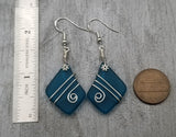 Hawaiian Jewelry Sea Glass Earrings, Wire Teal Earrings,  Beach Jewelry Sea Glass Jewelry Unique Earrings