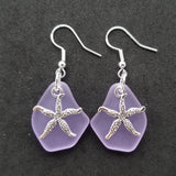 Handmade in Hawaii, TWIN STARFISH "Magical Color Changing" purple sea glass earringsl, Hawaii Gift Wrapped, gift message