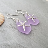 Handmade in Hawaii, TWIN STARFISH "Magical Color Changing" purple sea glass earringsl, Hawaii Gift Wrapped, gift message