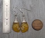 Hawaiian Jewelry Sea Glass Earrings, Top Wire Yellow Blue Earrings, Fun Beach Jewelry For Women Birthday Gift (November Birthstone Jewelry)