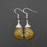 Hawaiian Jewelry Sea Glass Earrings, Top Wire Yellow Blue Earrings, Fun Beach Jewelry For Women Birthday Gift (November Birthstone Jewelry)