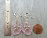 Hawaiian Jewelry Sea Glass Earrings, Twin Starfish Earrings Pink Earrings, Pearl Beach Sea Glass Jewelry Birthday Gift (October Birthstone)