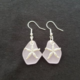 Hawaiian Jewelry Sea Glass Earrings, Twin Starfish Earrings Pink Earrings, Pearl Beach Sea Glass Jewelry Birthday Gift (October Birthstone)