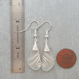 Hawaiian Jewelry Sea Glass Earrings, Wire Crystal Earrings, Sea Glass Jewelry For Women Beachy Birthday Present (April Birthstone Jewelry)