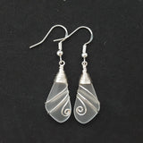 Hawaiian Jewelry Sea Glass Earrings, Wire Crystal Earrings, Sea Glass Jewelry For Women Beachy Birthday Present (April Birthstone Jewelry)