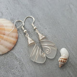 Hawaiian Jewelry Sea Glass Earrings, Wire Crystal Earrings, Sea Glass Jewelry For Women Beachy Birthday Present (April Birthstone Jewelry)