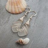 Hawaiian Jewelry Sea Glass Earrings, Wire Crystal Earrings, Sea Glass Jewelry For Women Beachy Birthday Present (April Birthstone Jewelry)