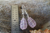 Hawaiian Jewelry Sea Glass Earrings, Wire Pink Earrings, Sea Glass Jewelry For Women Beach Jewelry Birthday Gift(October Birthstone Jewelry)