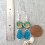 Handmade in Hawaii, Bohemian glass Hawaiian Flower bead with sea glass carved leaf, beautiful earrings with matching necklace in my store