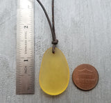 Hawaiian Jewelry Sea Glass Necklace, Yellow Necklace Leather Cord Necklace, Sea Glass Jewelry For Women Birthday Gift (November Birthstone)