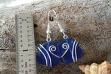 Hawaiian Jewelry Sea Glass Earrings, Wire Cobalt Blue Earrings, Unique Beach Jewelry Birthday Gift For Women (September Birthstone Jewelry)