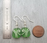 Hawaiian Jewelry Sea Glass Earrings, Wire Emerald Earrings Green Earrings, Sea Glass Jewelry Beach Jewelry(May Birthstone Jewelry For Women)