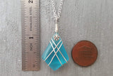 Hawaiian Jewelry Sea Glass Necklace, Wire Cross Necklace Turquoise Necklace Blue Necklace, Beach Jewelry Birthday Gift (December Birthstone)
