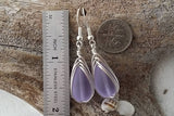 Hawaiian Jewelry Sea Glass Earrings, Braided "Magical Color Changing" Purple Earrings Teardrop Earrings, Beach Jewelry (February Birthstone)