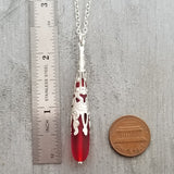 Hawaiian Jewelry Sea Glass Necklace, Red Necklace Long Teardrop Necklace, Sea Glass Jewelry Unique Birthday Gift(January Birthstone Jewelry)