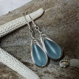 Hawaiian Jewelry Sea Glass Earrings, Braided "Magical Color Changing" Purple Earrings Teardrop Earrings, Beach Jewelry (February Birthstone)