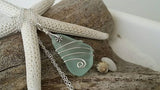 Handmade in Hawaii, wire wrapped Seafoam sea glass necklace, 20 inch   gift box.Hawaii jewelry gift.