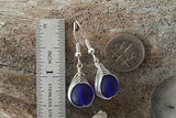 Hawaiian Jewelry Sea Glass Earrings, Braided Small Round Cobalt Blue Earrings Heart Earrings, Sea Glass Jewelry (September Birthstone Gift)