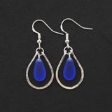 Hawaiian Jewelry Sea Glass Earrings, Hammered Loop Wire Cobalt Blue Earrings, Sea Glass Jewelry Birthday Gift (September Birthstone Jewelry)