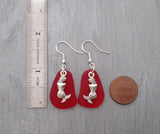 Hawaiian Jewelry Sea Glass Earrings, Red Earrings Mermaid Earrings, Sea Glass Jewelry Beach Jewelry Unique Birthday Gift(January Birthstone)