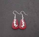 Hawaiian Jewelry Sea Glass Earrings, Red Earrings Mermaid Earrings, Sea Glass Jewelry Beach Jewelry Unique Birthday Gift(January Birthstone)