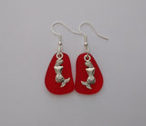 Hawaiian Jewelry Sea Glass Earrings, Red Earrings Mermaid Earrings, Sea Glass Jewelry Beach Jewelry Unique Birthday Gift(January Birthstone)