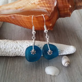 Hawaiian Jewelry Sea Glass Earrings, Light Weight Teal Earrings, Fun Beach Jewelry For Women, Unique Earrings Sea Glass Jewelry For Women