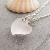 Hawaiian Jewelry Sea Glass Necklace, Heart Necklace Crystal Necklace, Sea Glass Jewelry For Women Birthday Gift (April Birthstone Jewelry)