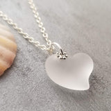 Hawaiian Jewelry Sea Glass Necklace, Heart Necklace Crystal Necklace, Sea Glass Jewelry For Women Birthday Gift (April Birthstone Jewelry)