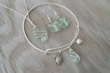 Hawaiian Jewelry Sea Glass Set, Seafoam Wire Wrapped Necklace Earrings Bracelet Jewelry Set, Unique Beachy Sea Glass Jewelry For Women