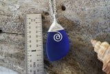 Handmade in Hawaii, Wire wrapped cobalt blue sea glass necklace,   gift box, Gift for her, Beach jewelry.