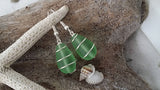 Hawaiian Jewelry Sea Glass Earrings, Wire Peridot Earrings Green Earrings, Beachy Sea Glass Jewelry Birthday Gift(August Birthstone Jewelry)