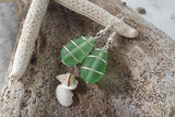 Hawaiian Jewelry Sea Glass Earrings, Wire Peridot Earrings Green Earrings, Beachy Sea Glass Jewelry Birthday Gift(August Birthstone Jewelry)