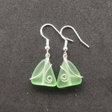 Hawaiian Jewelry Sea Glass Earrings, Wire Peridot Earrings Green Earrings, Beachy Sea Glass Jewelry Birthday Gift(August Birthstone Jewelry)