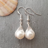 Hawaiian Jewelry For Women, Unique Wire Braided Natural Pearl Earrings, Beach Jewelry Birthday Gift For Women (June Birthstone Jewelry)