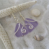 Design and handmade in Hawaii, Wire wrapped "Magical color changing"  purple sea glass earrings, gift wrapped in Hawaii