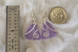 Design and handmade in Hawaii, Wire wrapped "Magical color changing"  purple sea glass earrings, gift wrapped in Hawaii