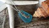 Handmade in Hawaii, Blue sea glass necklace,Mermaid charm. gift box, Mother's Day Gifts.sea glass jewelry.