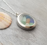 Hawaii Natural Sea Glass Memory Locket, stainless steel locket, FREE Gift Wrap, FREE Shipping From Hawaii